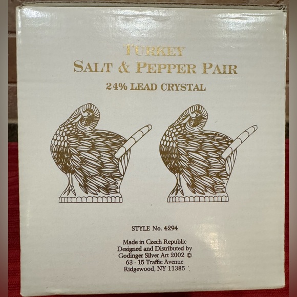 Godinger Other - NIB 24% LEAD CRYSTAL TURKEY SALT & PEPPER PAIR Shannon Crystal by Godinger